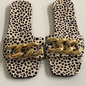 Leopard Print Sandals Size 40, US Size 9